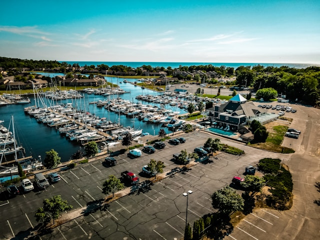 ariel view of muskegon lake
